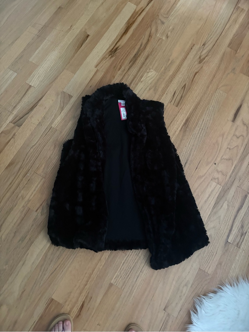 Black Faux Fur Vest Size L